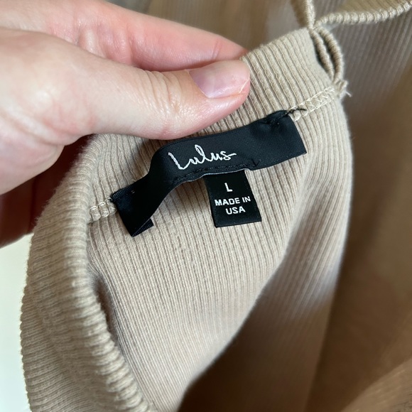 Lulus Anything but Basic beige ribbed assymetrical tank top - Picture 8 of 9